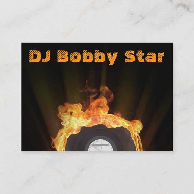 Cool dj vinyl on fire business card (Front)