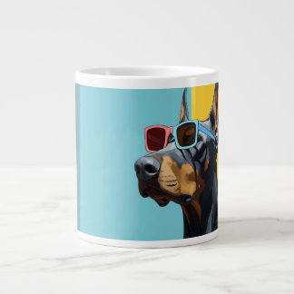 Cool Doberman with sunglasses Large Coffee Mug