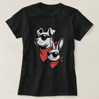 Cool Dog and Rabbit with Sunglasses & Bandanas T-Shirt