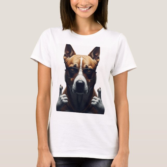 Cool Dog Attitude Shirt – Realistic Dog Streetwear (Front)