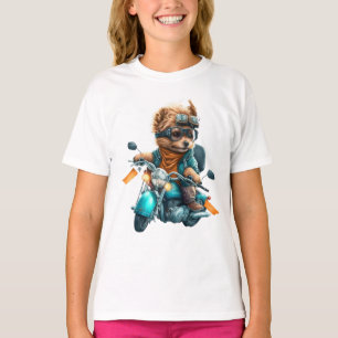 Cool dog biker, cute Yorkshire terrier dog driver T-Shirt