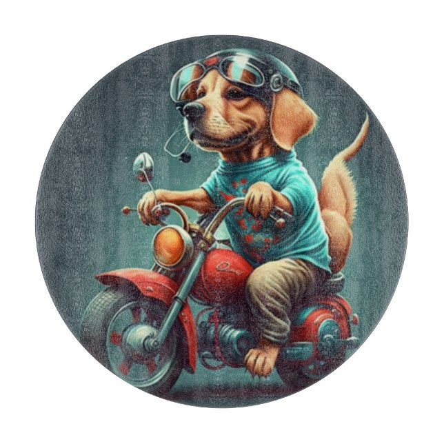 Cool dog driving a motorbike   cutting board (Front)