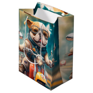 Cool dog driving a motorbike gift bag