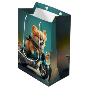 Cool dog driving a motorbike   gift bag
