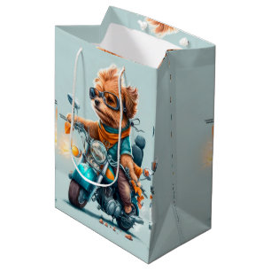 Cool dog driving a motorbike   gift bag