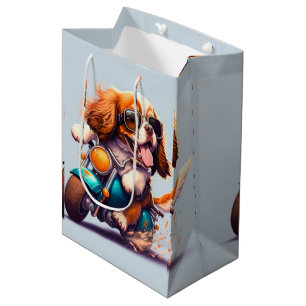 Cool dog driving a motorbike   gift bag