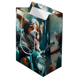 Cool dog driving a motorbike gift bag