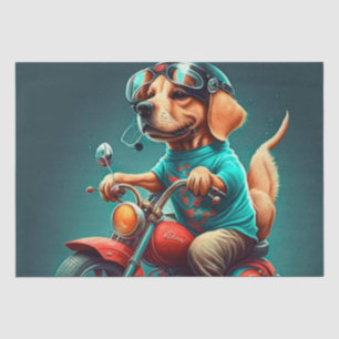 Cool dog driving a motorbike   tissue paper