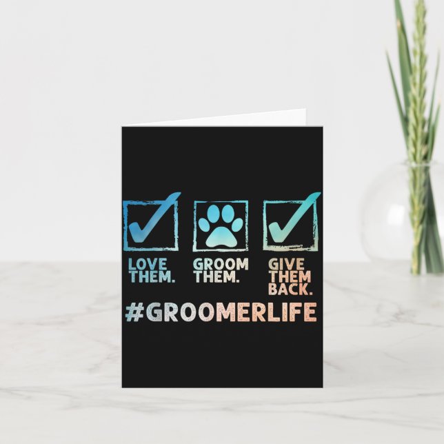 Cool Dog Groomer Art For Men Women Dog Grooming Pe Card (Front)