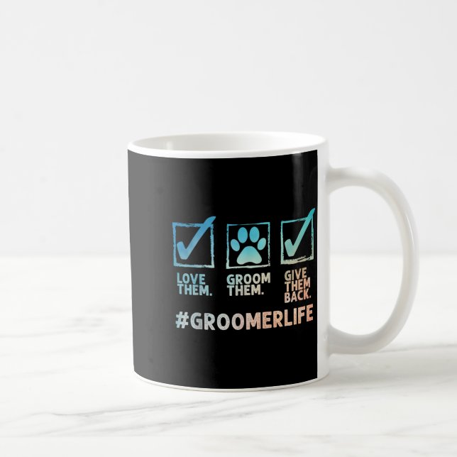 Cool Dog Groomer Art For Men Women Dog Grooming Pe Coffee Mug (Right)