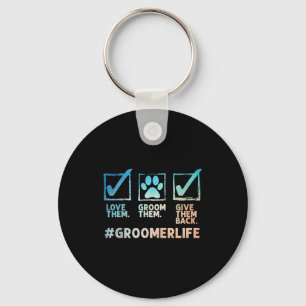 Cool Dog Groomer Art For Men Women Dog Grooming Pe Key Ring