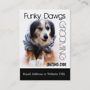 Cool Dog Grooming Aussie in Hoodie Business Card