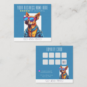 Cool Dog Grooming trendy and stylish loyalty Square Business Card