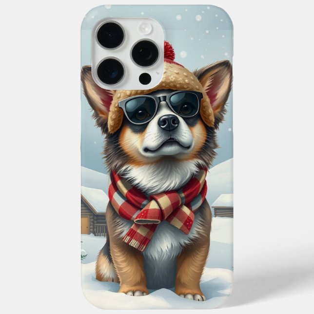 Cool Dog in Preppy Winter Attire and Hat Case-Mate iPhone Case (Back)