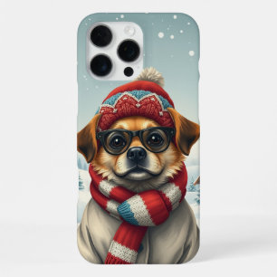 Cool Dog in Preppy Winter Attire and Hat iPhone 16 Pro Max Case