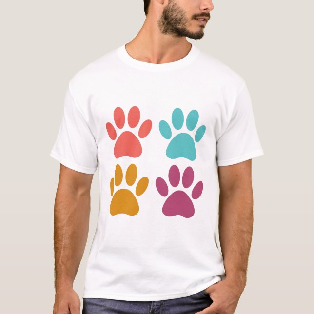 Cool Dog Paw Prints T-Shirt (Front)