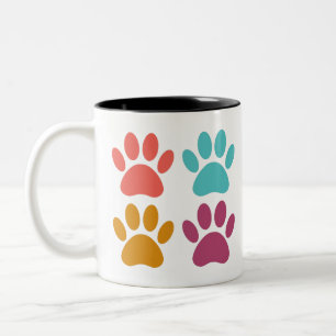 Cool Dog Paw Prints Two-Tone Coffee Mug