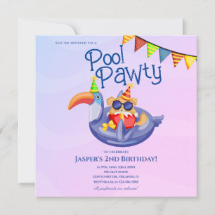 Cool Dog Pool Party Birthday Invitation