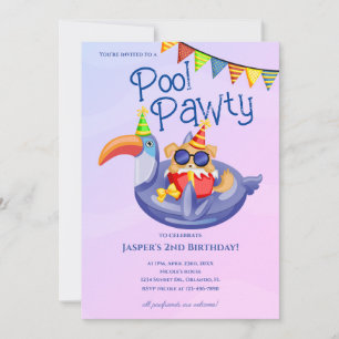 Cool Dog Pool Party Birthday Invitation