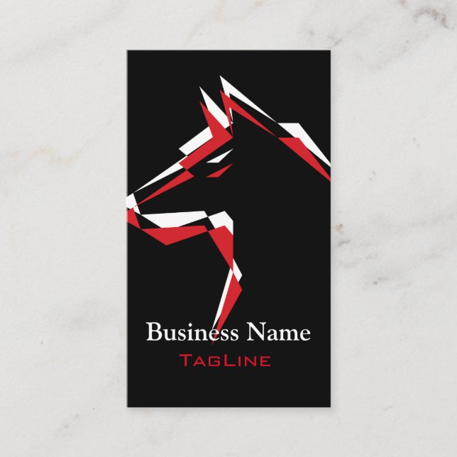 cool dog Red+White Business Card (Front)