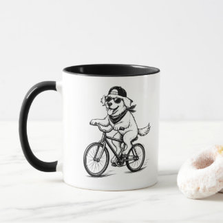 Cool Dog Riding Bike Mug