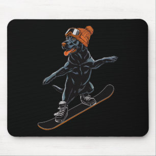 Cool Dog Snowboarding Illustration For Men Women Mouse Mat