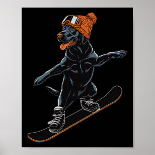 Cool Dog Snowboarding Illustration For Men Women  Poster