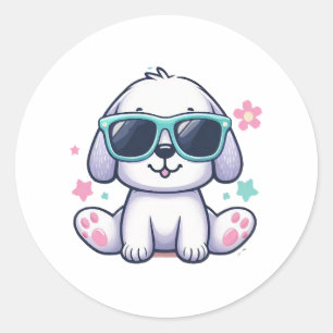 Cool Dog Style Classic Round Sticker