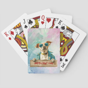 Cool Dog Sunglasses Happy Paw's Day Playing Cards