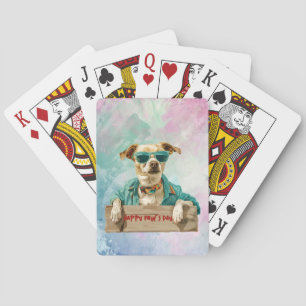 Cool Dog Sunglasses Happy Paw's Day Playing Cards