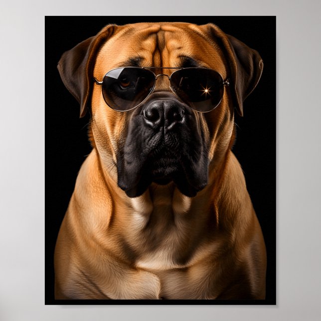 Cool Dog Sungles Bullmastiff Funny Look  Poster (Front)