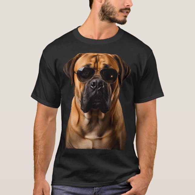 Cool Dog Sungles Bullmastiff Funny Look  T-Shirt (Front)