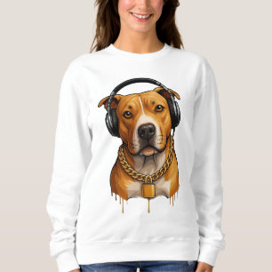 Cool Dog with Headphones and Gold Chain – Urban St Sweatshirt