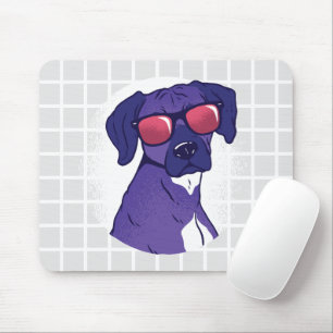 Cool Dog with Sunglasses Grid Mouse Pad