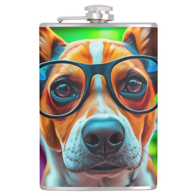 Cool Dog with Sunglasses Hip Flask (Front)
