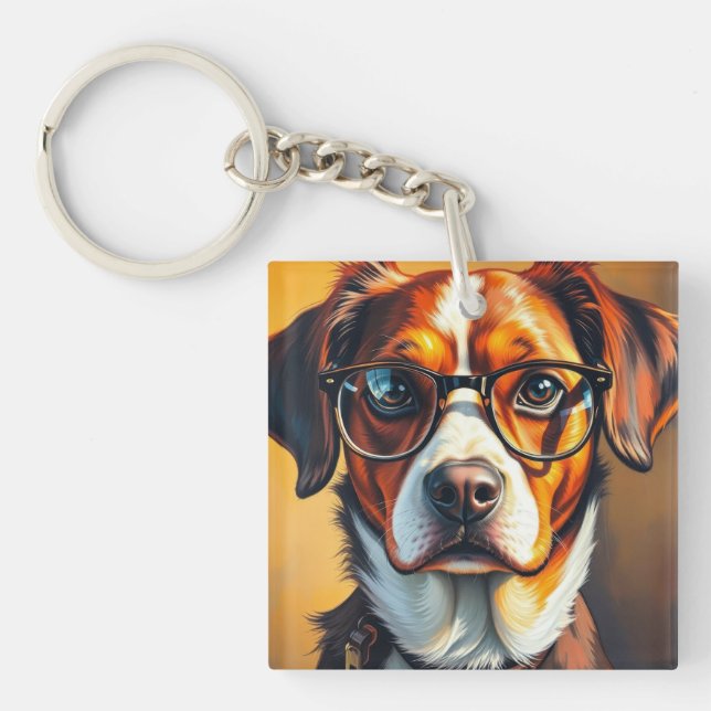 Cool Dog with Sunglasses Key Ring (Front)