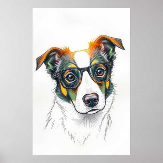 Cool Dog with Sunglasses Poster (Front)