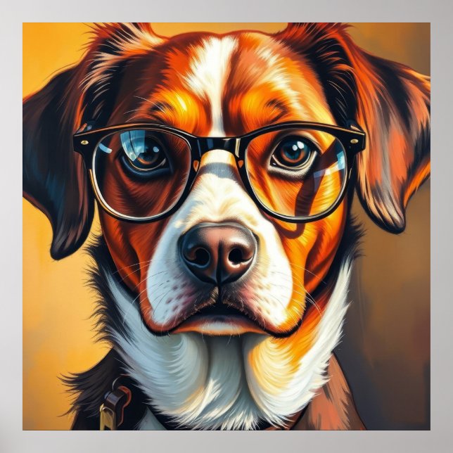Cool Dog with Sunglasses Poster (Front)