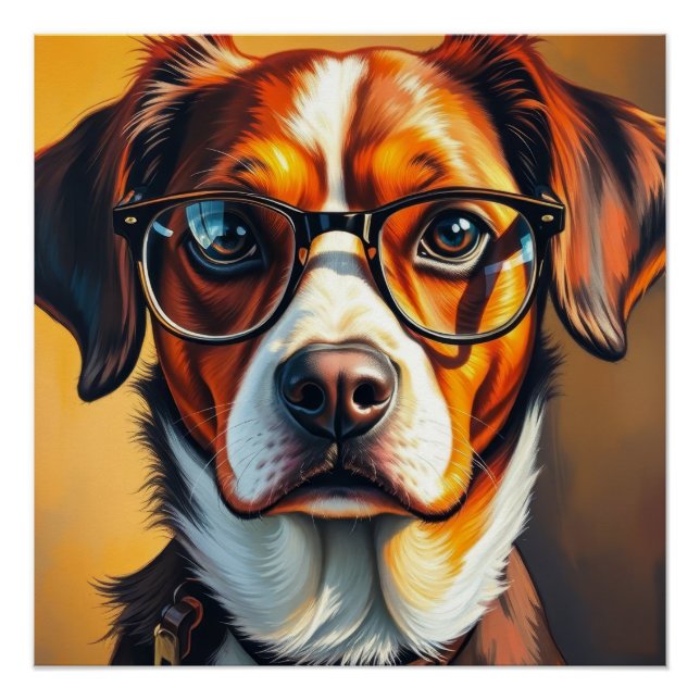 Cool Dog with Sunglasses Poster (Front)