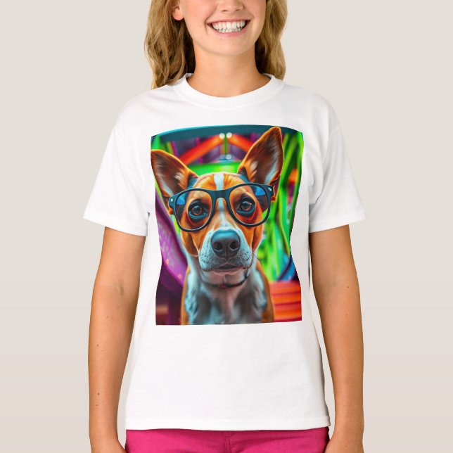 Cool Dog with Sunglasses T-Shirt (Front)