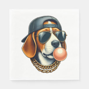 Cool Dogzz a cool beagle with sunglasses and a cap Napkin
