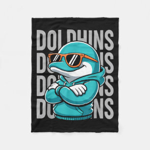Cool Dolphin Gift For Men Women Boys Girls Kids Fleece Blanket