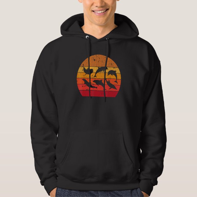 Cool Dolphins Vintage Graphic  Dolphin Show Hoodie (Front)