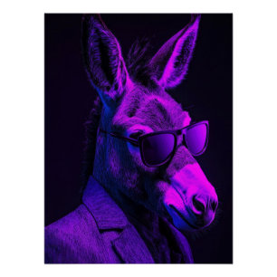 Cool Donkey with Sunglasses and Neon Suit Urban Poster