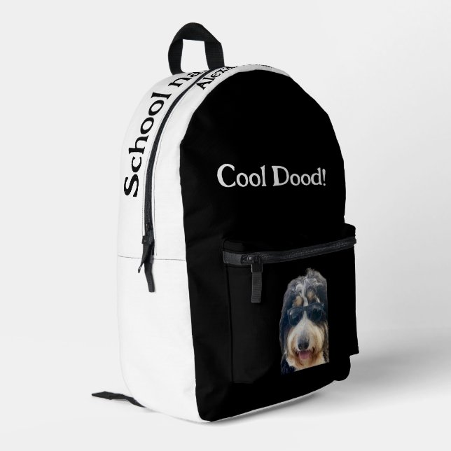 "Cool Dood!" Cute Dog Wearing Sunglasses Backpack (Back Corner Left)
