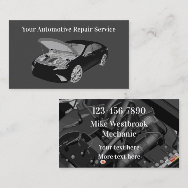 Cool Double Side Auto Mechanic Business Card (Front/Back)