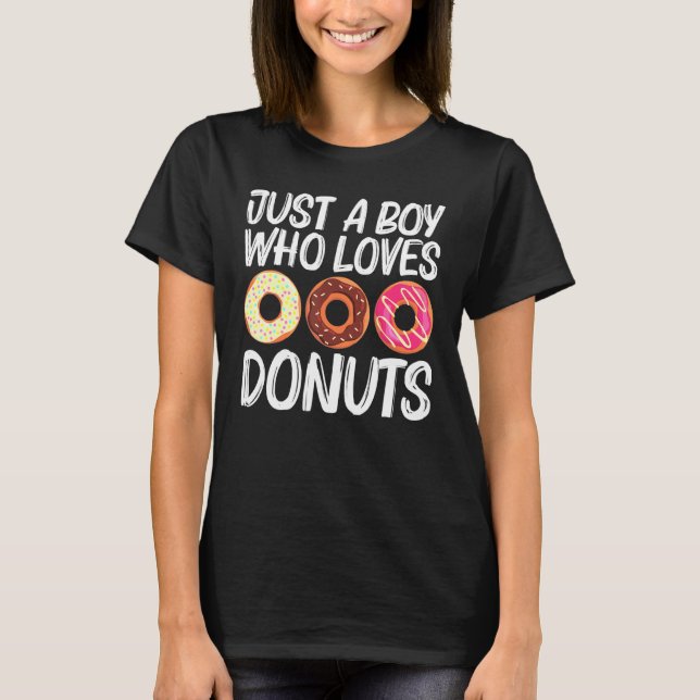 Cool Doughnut Art For Boys Kids Sugar Glazed Choco T-Shirt (Front)