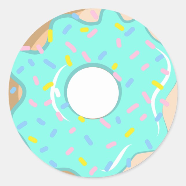 cool doughnut sweet treat Classic Round Sticker (Front)
