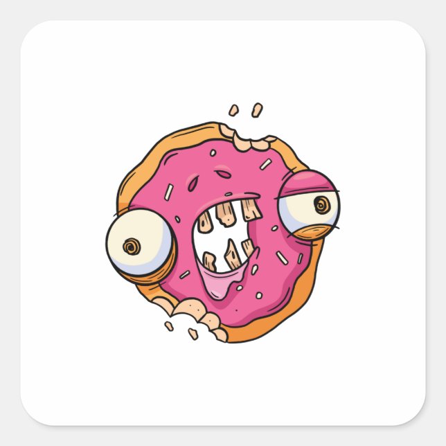 Cool Doughnut Zombie Square Sticker (Front)