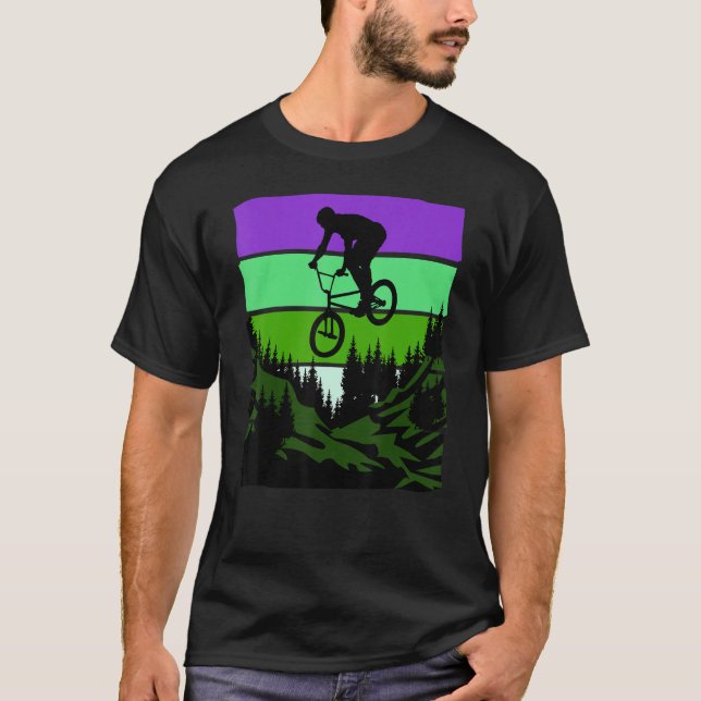 Cool DownHill Mountain Bike Design for Hardcore Cy T-Shirt (Front)